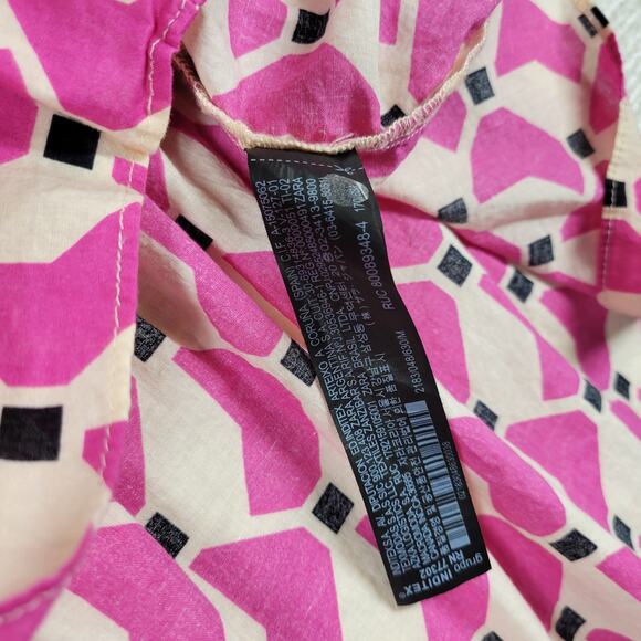 Zara Geometric Babydoll Dress Womens Medium Pink High Low Tunic Tiered Loose Fit - Picture 10 of 13